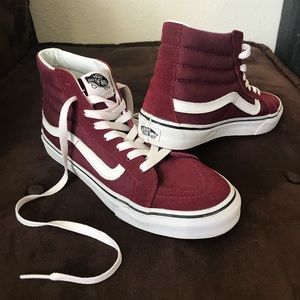 Vans Sk8-hi maroon sued shoes (women’s size 8)